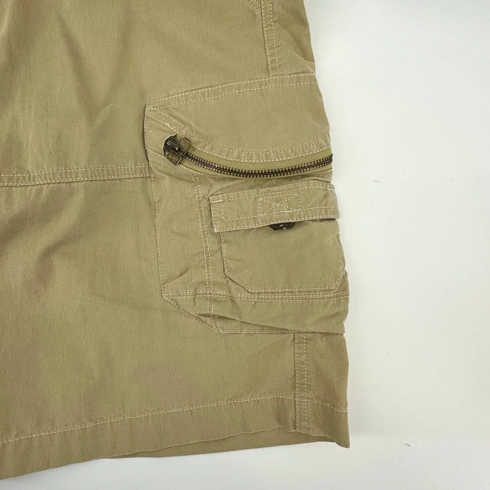 Kuhl Mens Khaki Tan Vintage Patina Dye Cargo Hiking Shorts Size 34 Cotton Nylon